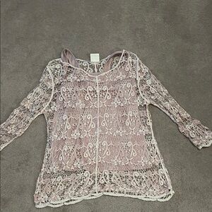 Bedford Fair Dusty Pink Lace Tunic with Coordinating Camisole - size Medium, EUC
